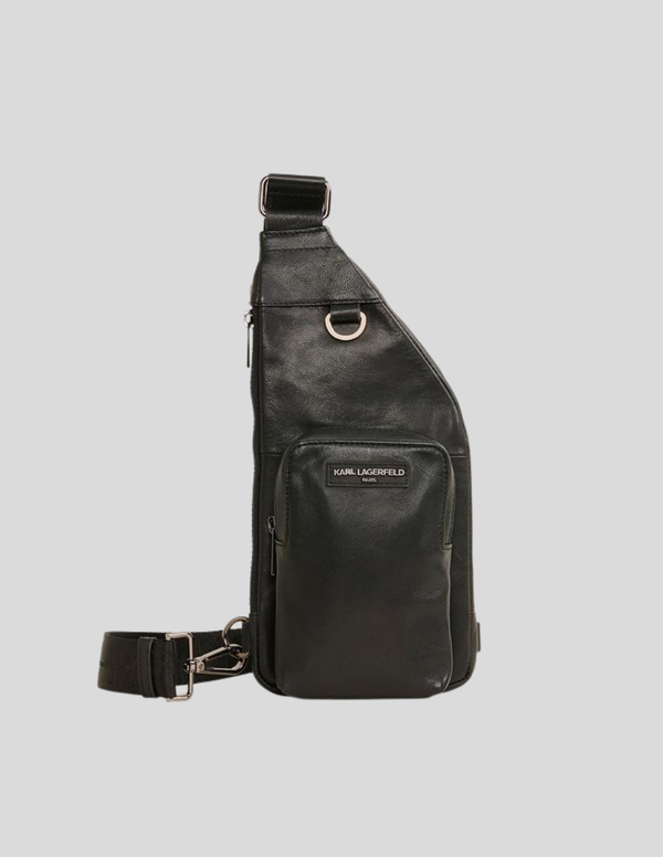 Bolsa Crossbody Karl Lagerfeld Hombre de Piel con Doble Cremallera