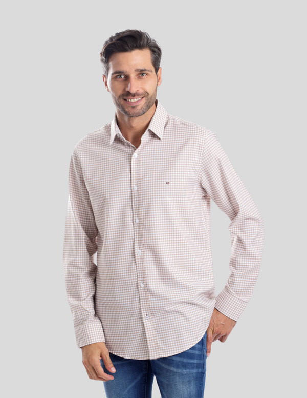 Camisa Kenneth Cole Slim Fit Manga Larga Microcuadros
