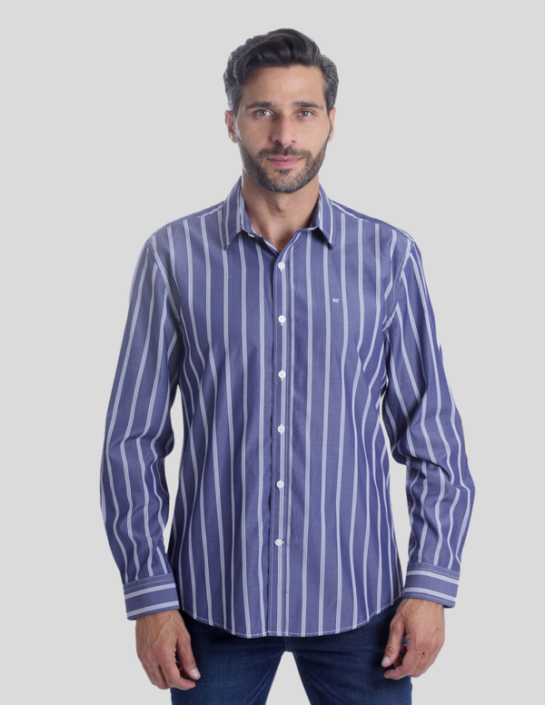 Camisa Kenneth Cole Manga Larga Slim Fit Rayas