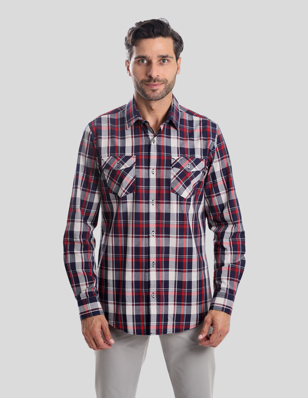 Camisa Kenneth Cole Manga Larga Slim Fit Cuadros