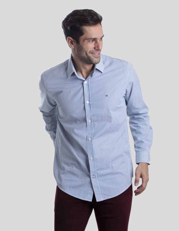 Camisa Kenneth Cole Manga Larga Slim Fit Rayas