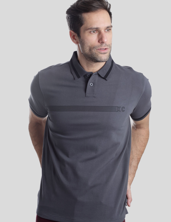 Playera Tipo Polo Kenneth Cole Manga Corta Franja Horizontal