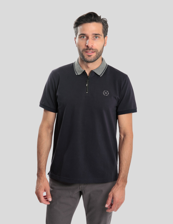 Playera Tipo Polo Kenneth Cole Manga Corta Cuello De Cierre
